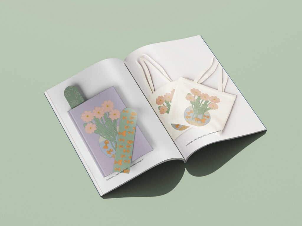 Lookbook spread with visual layout design.
